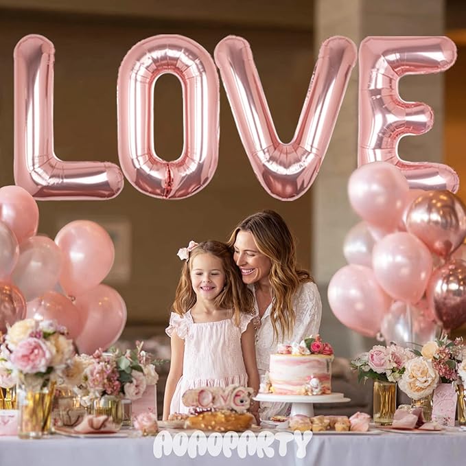 Letter Balloons 40Inch Large Giant big Foil Mylar Rose Gold Balloons E for Birthday Party Decorations