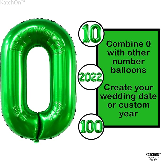 Giant, Dark Green 0 Number Balloons - 40 Inch | 0 Digit Balloon, Number 0 Balloons | Dark Green 0 balloon for Jungle Theme Party Decoration | Dark Green Number 0 balloon, Safari Birthday Decorations