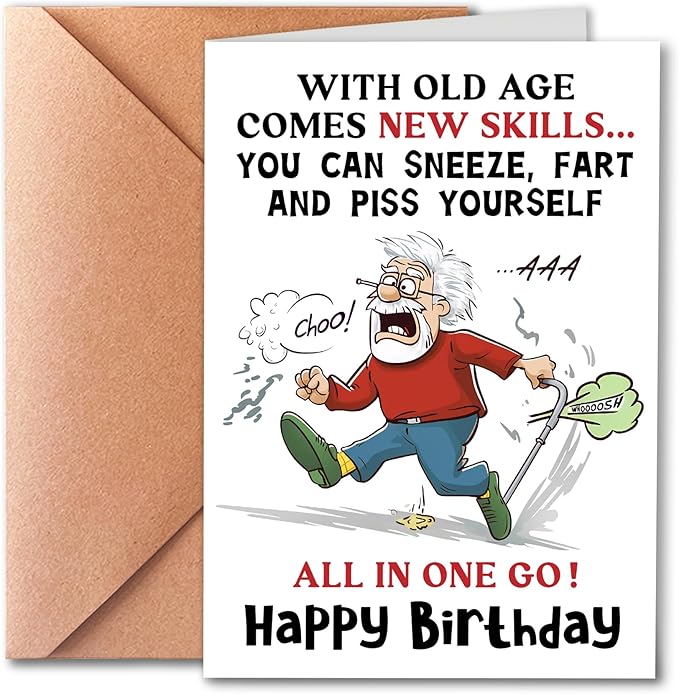 Funny Birthday Card for Grandpa Brother Husband Dad, Happy Birthday Card for Men Seniors, Funny Getting Older Birthday Card for Men, Old Age Bday Greeting Card