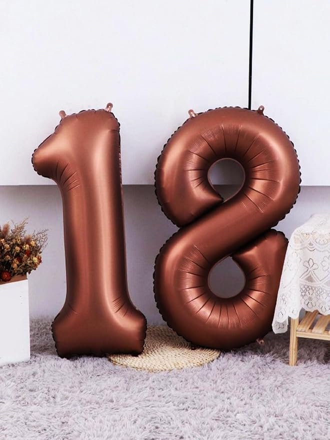 Balloons 8 Numbers, 40 Inch Coffee Brown Fiol Large Ballon for Women And Men, Balloons Decoration for Happy 8 18 28 80 Birthday, Wedding Anniversary, New Year, Halloween Party Decoration