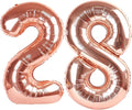 40 Inch Rose Gold Balloon Number 28 Balloon,Jumbo Mylar Foil Helium Balloon for 28 Digital Balloons for Birthday Party,Wedding Anniversary Party Decorations