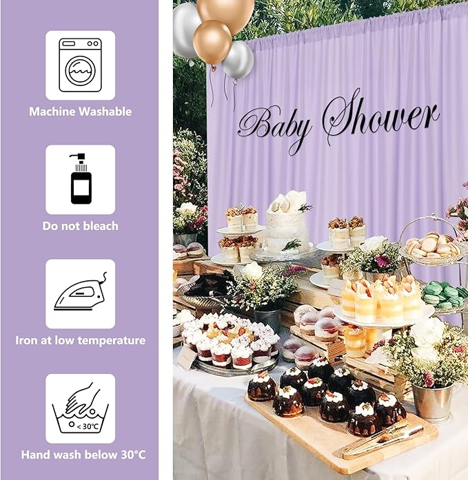 MYSKY HOME 10ft x 7ft Party & Wedding Curtains - Light Purple Background Drapes with Rod Pocket for Baby Showers & Stage, 5ft x 7ft, 2 Panels