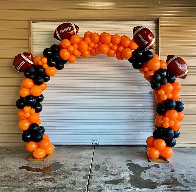 Black and Orange Balloon Arch Kit, 100pcs Orange and Black Balloon Arch Kit with Different Sizes 18/12/10/5 inch Latex Balloons for Halloween Anniversary Construction Theme Birthday Party Decorations