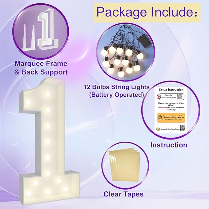 4FT Marquee Light Up Numbers Pre-Cut Frame Giant Marquee Numbers 3, Mosaic Numbers for Balloons, 30th 13th Birthday Decorations 2023 Graduation Decorations, Balloon Arch Kit