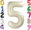 40 Inch Cream Number 5 Balloon, Giant 5 Number Balloons for 5th Birthday Decorations, Party Supplies for Baby Boy Girl, Cream Party Decor
