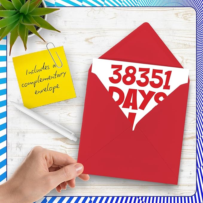 Stuff4 105th Birthday Card for Men Women Him Her - 38351 Days Old - Funny One-Hundred Fifth Happy Birthday Card for Grandma Grandpa Gran Mom Dad, 5.7 x 5.7 Inch Humor Joke Greeting Cards