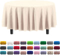 Exquisite Party Solids 6-Pack Premium Plastic Tablecloth 84in. Round Plastic Table Cover - Ivory