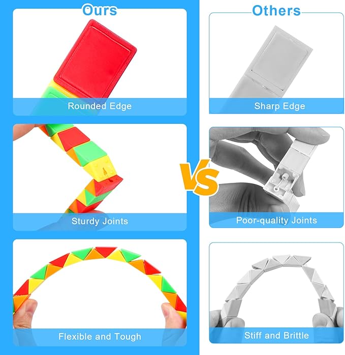 24 Pack Magic Snake Cube Fidget Toys for Kids - 24 Blocks Rainbow Twist Puzzle, Party Favors, Classroom Prizes, Birthday Goodie Bag Fillers, Stress Relief Sensory Toys
