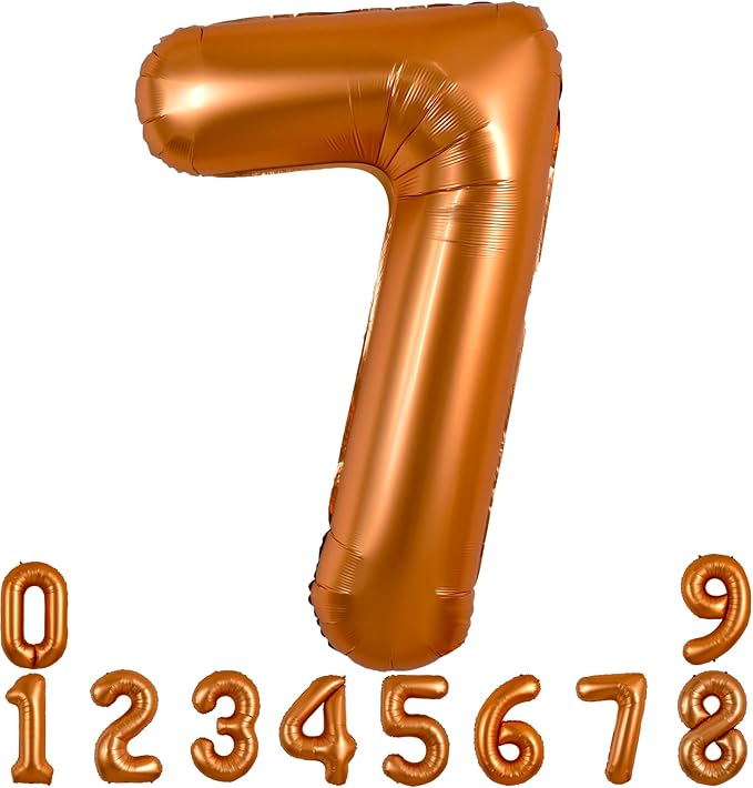 TONIFUL 40 Inch Orange Large Numbers Balloon 0-9 Birthday Party Decorations,Big Number 7 Foil Balloon Digital 7 for Birthday Party,Wedding, Bridal Shower,Engagement,Graduations,Anniversary,Baby Shower