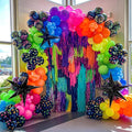 Glow in the Dark Balloon Arch Garland Kit-165Pcs UV Neon Rainbow Luminous Fluorescent Balloons-Let's Glow Birthday Party Back to 80s 90s Disco Rock Roll Party Decorations
