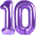 Giant Purple 10 Balloon Number 40 Inch, 10 Number Balloons Birthday Supplies, 10 Year Old Birthday Party Celebration, 10 Balloons Graduations Anniversary Decorations