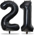 Black 21st Birthday Balloons for Her, 40In Black Mylar Foil Number 21 Balloons for Boys Girls, Birthday Party Balloons Numbers 2 and 1 for Women Men 12th 21st Anniversary Decorations Supplies