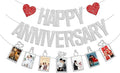 Happy Anniversary Photo Banner Glitter Decor for Wedding Celebration Party Decorations (silver)