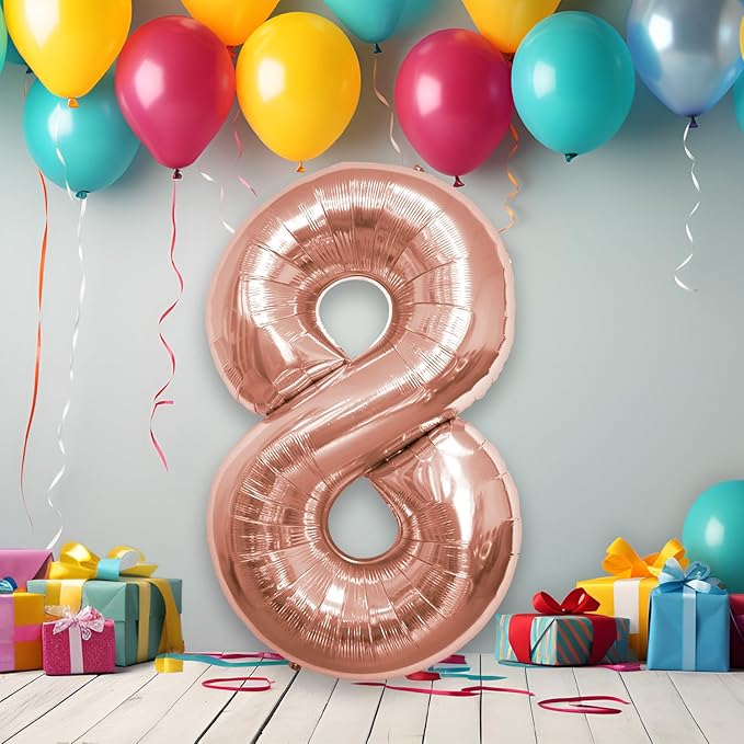40 Inch Large Rose Gold Number Celebration and Decoration Balloon for Birthday Parties, Graduations, Anniversaries, Weddings, Photo Shoots, Special Events (Rose Gold Number 8)