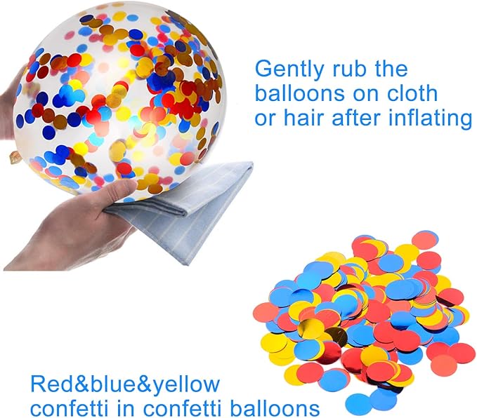 Red Yellow and Blue Latex Balloons with Confetti Balloons for Paw Party Decorations Carnival Circus Birthday Party(80 Packs)