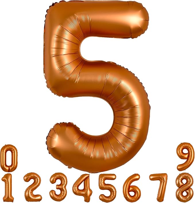 TONIFUL 40 Inch Orange Large Numbers Balloon 0-9 Birthday Party Decorations,Big Number 5 Foil Balloon Digital 5 for Birthday Party,Wedding, Bridal Shower,Engagement,Graduations,Anniversary,Baby Shower