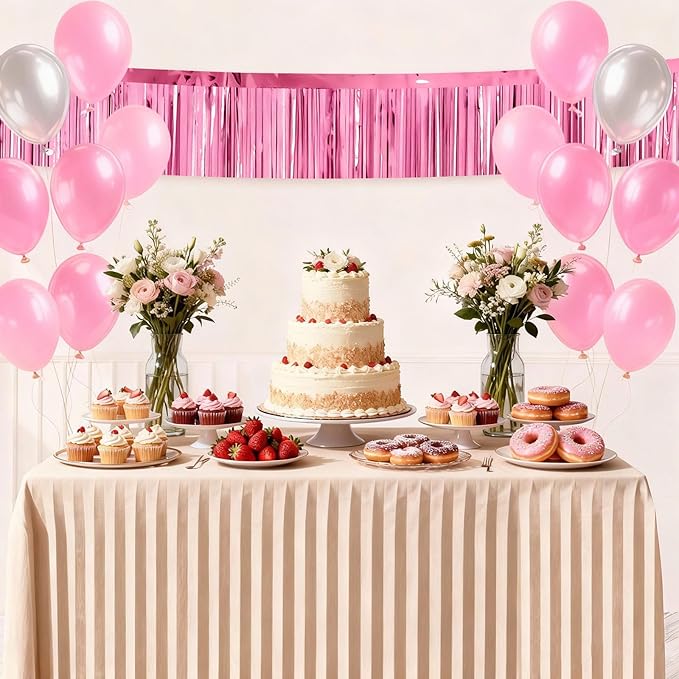 4 Packs Foil Fringe Garland Tinsel Streamers Shiny Wall Hanging Birthday Banner Backdrop for Graduation Wedding Anniversary Celebration Happy Birthday Party Decorations Pink