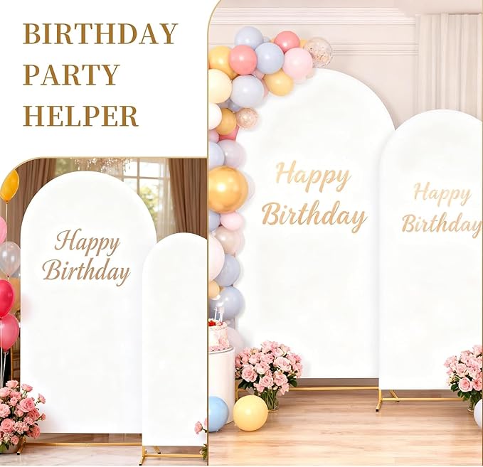 Metal Arch Backdrop Stand and Cover Set, 8FT, 6.6FT Party Backdrop, Easy to Assemble, Backdrop Stand for Parties, Birthday, Baby Shower