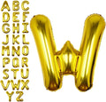 40Inch Gold Letter W Balloon Foil Helium Letter Balloons A-Z Giant Large Mylar Big Party Balloon for Birthday Party Decorations