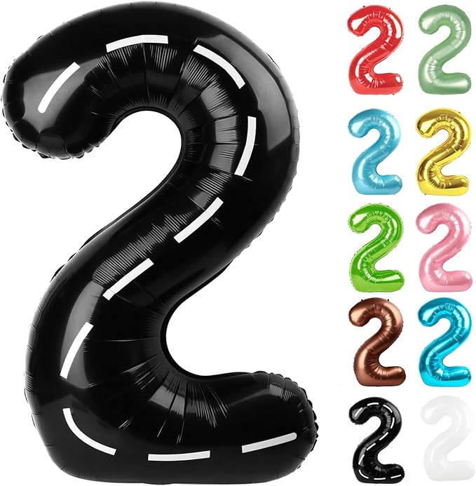 Race Car Number 2 Balloon 40 Inch, 2 Balloon Number, 2nd Birthday Decorations for Baby Girls Boys Toddlers