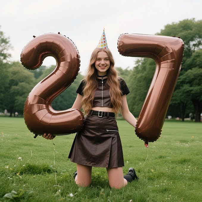 40 Inch Dark Brown Balloon Number 7 First Birthday Jumbo Mylar Foil Helium Chocolate Balloon for 17 27 37 Birthday Digital for 70th Party Wedding Anniversary Party Decorations