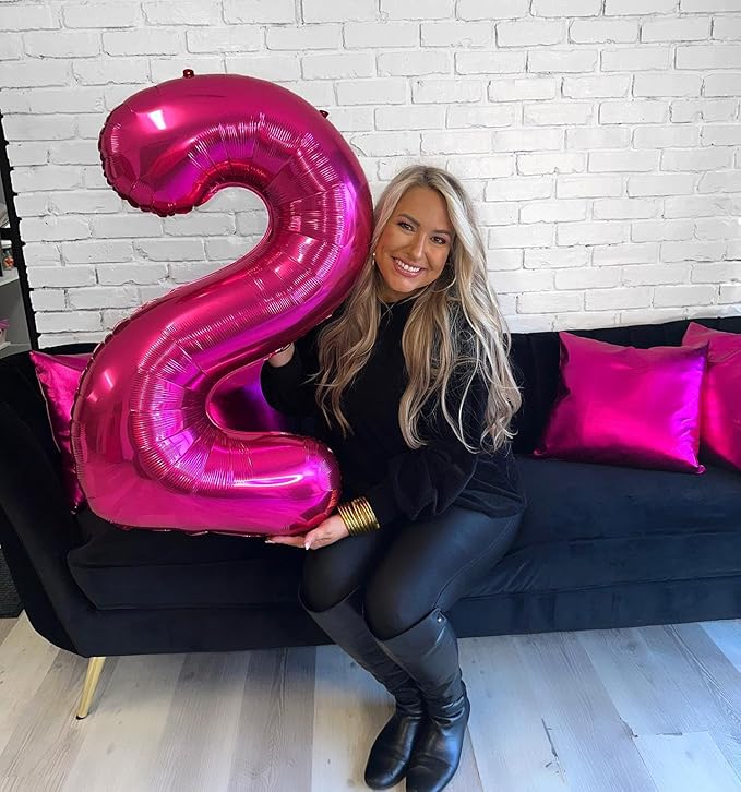 16 Balloon Number, Hot Pink Number 16th Birthday Balloons 40 Inch, Sweet 16 Years Old Hot Pink Birthday Decorations for Boys Girls, 16th Anniversary Decorations