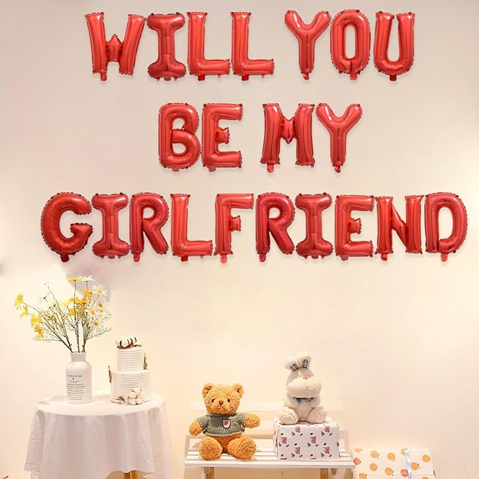 2 Set 42Pcs Red Will You Be My Girlfriend Letter Balloons 16in Balloon Foil Letter Decorations Party Decor Red Letter Balloons Will You Be My Girlfriend Party Supplies