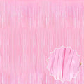 6 Pack Macaron Pink Foil Fringe Curtains Backdrop, 3.28 x 9.8 Ft Metallic Streamers Tinsel Curtains Background for Photo Booth, Birthday, Halloween, Christmas, New Year Party Decorations