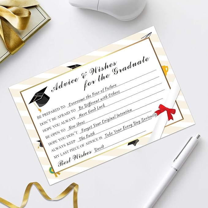 Fibevon Graduation Advice Cards - 50-Pack Graduate Party Supplies 2026 Advice for the Graduate Decorations Party Favors Table Games Personalized Graduations Cards