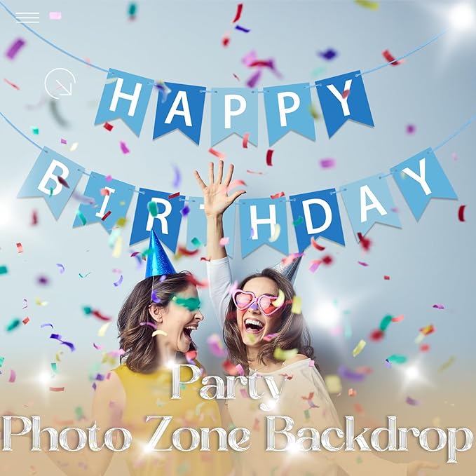 Happy Birthday Banner Light Blue Happy Birthday Sign Birthday Decorations for Birthday Party Backdrop Wall Decor Light Blue Birthdays Sign for Men Women Party Supplies