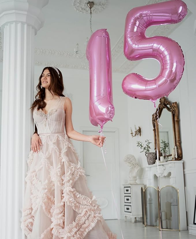 Smlpuame Pastel Pink 1 Balloons, 40 Inch Large Light Pink Foil Number Balloons 0-10, Self-Sealing 1st Birthday Balloon for Girls Women Anniversary Baby Shower Princess Party Decorations Supplies