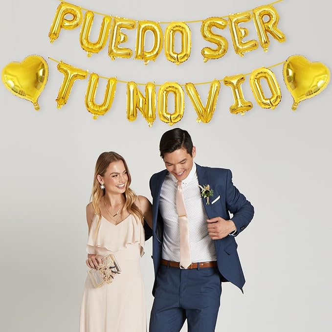 2 Set 30Pcs Gold PUEDO SER TU NOVIO Letter Balloons 16in Balloon Foil Letter Decorations Party Decor Gold Letter Balloons PUEDO SER TU NOVIO Party Supplies