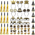 BALONAR 42 Pcs New Years Eve Party Supplies 2026 with Happy New Year Headband Tiara, New Year Glasses Metallic Fringed Noise Makers for New Years Party Favors for Adults