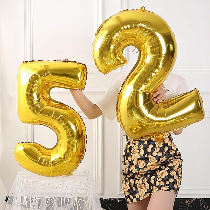16 In Gold Large Numbers Balloons 0-9, Self Inflating Number 5 Balloons for Boys Girls, Big Gold Digit 5 Balloons for Women Men Birthday Party Anniversary Wedding Supplies Decorations