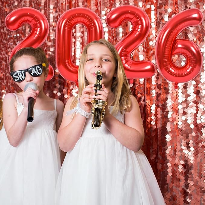 TONIFUL 2026 Graduation Balloons 42Inch Red 2026 Number Balloons Aluminum Foil Mylar Balloons for New Year Eve Graduation Decorations Class of 2026 Christmas Anniversary 2026 Grad Party Supplies