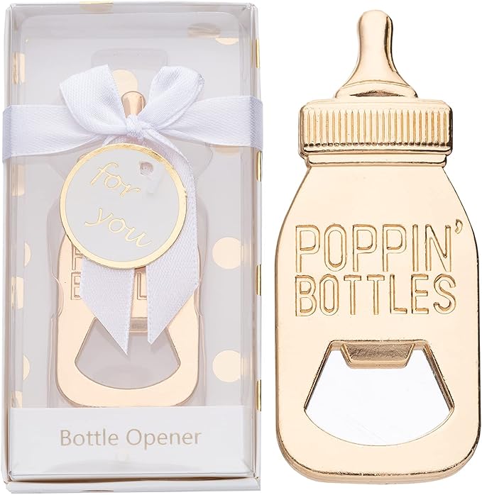 24PCS Baby Bottle Openers for Baby Shower Favors,Gifts,Decorations,or Souvenirs for Guests with Gift Box,Popping Design for Boy or Girl