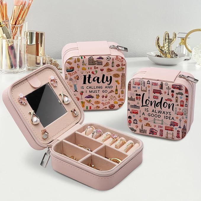 London Travel Gift Jewelry Box for Women, London Lover Souvenirs Gifts, London City Themed Gifts for Traveller Women Friends, London Trip Gift Travel Small Travel Jewelry Case Organizer