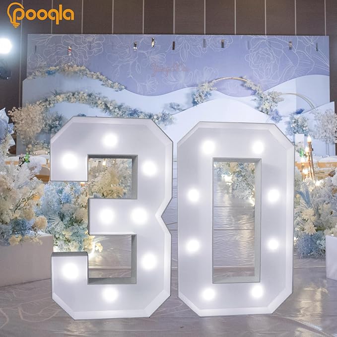 Pooqla 3FT Marquee Light Up Numbers 2, LED Large Lighted Marquee Numbers for 2nd 20th 21st 25th Birthday Decorations, Giant Mosaic Number Gift for Girls Boys Wedding Anniversary Party Decorations