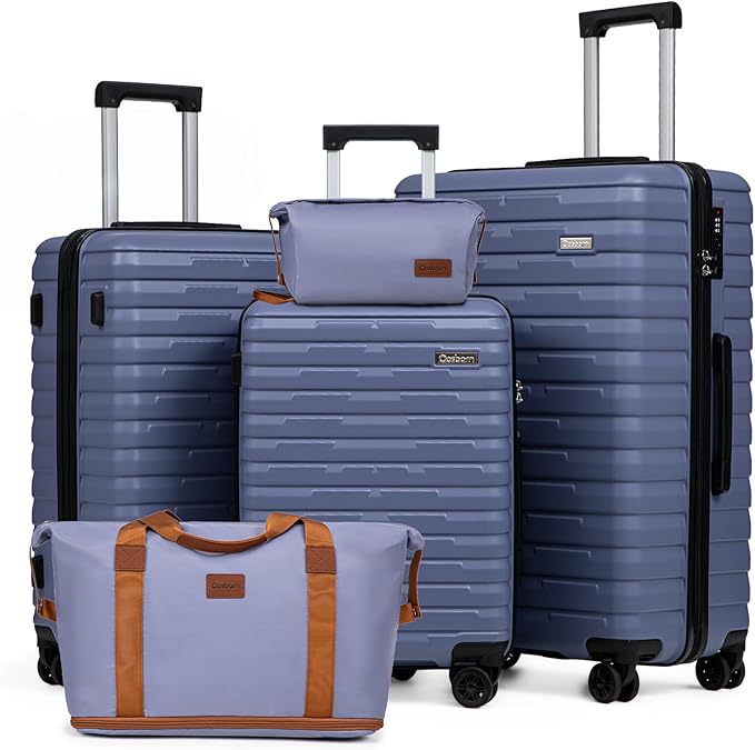 Cosbarn Luggage Sets 5 Piece Suitcases with Wheels, Suitcase Set ABS Hard Case Luggage with Spinner Wheels Durable Travel Luggage