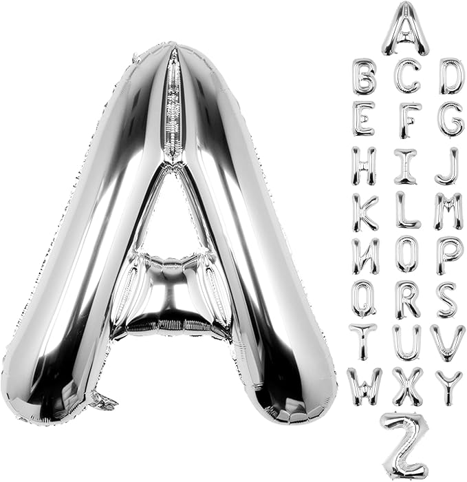 Letter Balloons 40Inch Large Giant big Foil Mylar Silver Balloons A for Birthday Party Decorations