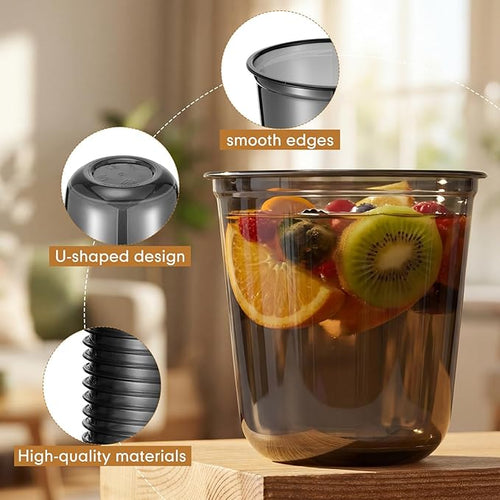 100 Pcs Disposable Stemless Glasses 12oz Crystal Plastic Wine Glasses Clear Classic Pet Cup for Meeting Weddings Birthdays Cocktail Christmas Party Supplies (Black)