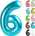 Light Blue Number 6 Balloon 40 Inch, 6 Balloon Number, 6th Birthday Decorations, Light Blue Party Supplies for Boys Girls