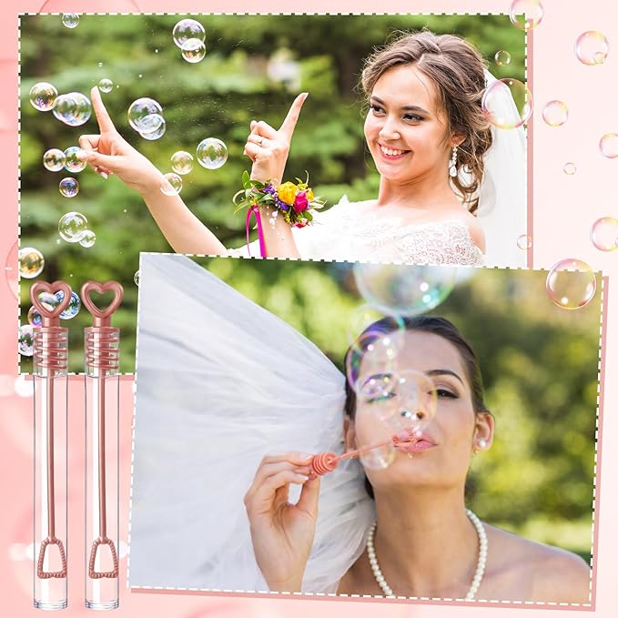 Shappy 100 Pcs Wedding Party Favor Bubble Bulk Rose Gold Key Shape Bubble Wand for Guests Send Off for Recuerdos De Boda Bridal Shower Anniversaries Celebration Goody Bag Stuffers Filler