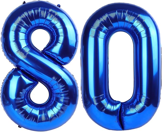 Navy Blue Number 80 Balloon 40 inch, 80 Number Balloons, 80th Navy Blue Birthday Decorations, 80 Year Old Women Men Blue Party Supplies