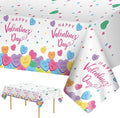 2 Pack Happy Valentines Day Tablecloth - Valentine's Day Tablecloths Plastic, Disposable Rectangle Colorful Love Heart Valentine Table Cloth Cover for Wedding Anniversary Party Decoration,54x108 Inch