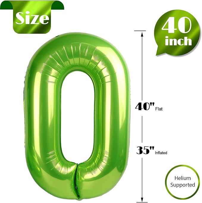 Light Green Number 0 Balloon 40 Inch, 0 Balloon Numberfor 10th 20th 30th 40th 50th 60th Birthday Decorations, Light Green Party Supplies for Men Women