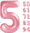 Pearlescent Pink 5 Balloon, Number Balloons 40 Inch, 5th Birthday Balloon Decorations, Pastel Pink Party Supplies, 5 Number Balloons, Number 5 Balloon