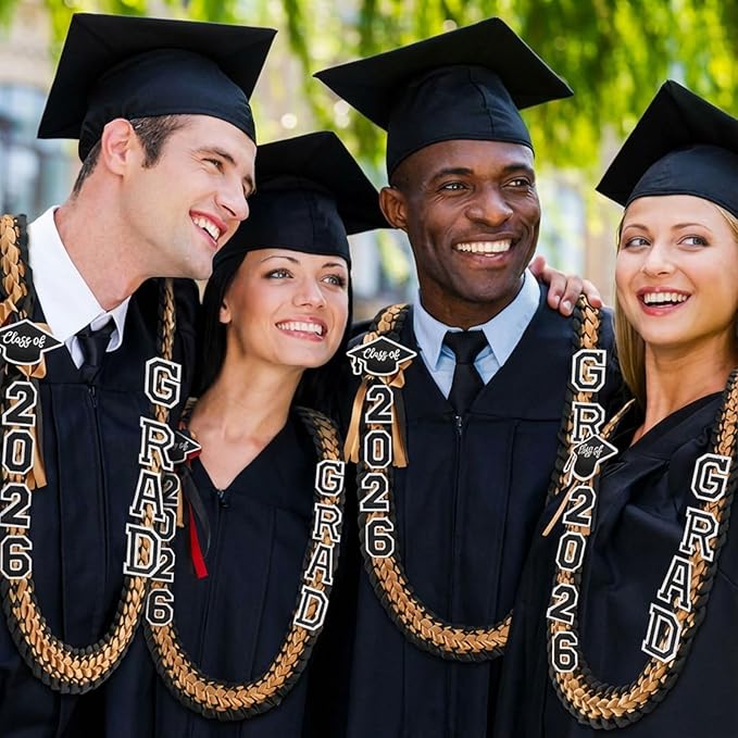 Hotop 2026 Graduation Leis Class of 2026 Grad Ribbon Money Lei Handmade Double Braided Necklace for Graduation Gifts Supplies