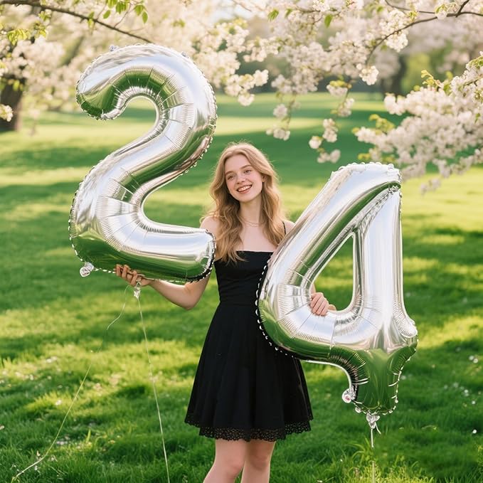 40 Inch Silver 4 Number Balloons 14 Number Balloons Giant 14 or 41 42 43 44 45 46 47 Balloons Silver Foil Mylar Helium Large Digital Balloon 40th Birthday Anniversary Party Decorations Supplies