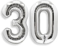 AULE 40 Inch Jumbo Silver Foil Mylar Number Balloons for Men Women 30th Birthday Party Decorations 30 Years Old Anniversary Party Supplies